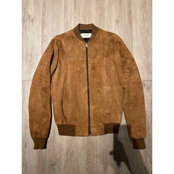 CELINE -Suede Leather Bomber Jacket / IT 46 - Picture 1 of 15